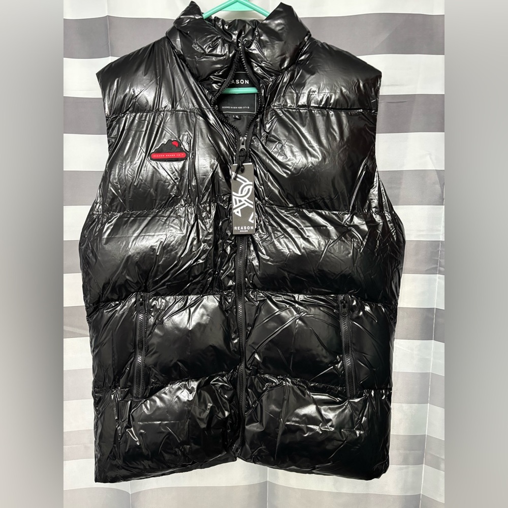 Reason Black Puffer Vest for Men NWT